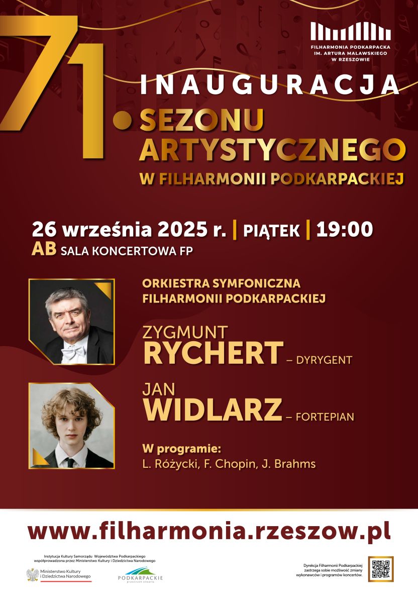 Inauguracja 71. sezonu artystycznego 2025/2026 w Filharmonii Podkarpackiej - plakat