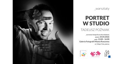 Grafika promujaca warsztaty Portret w Studio Tadeusz Pozniak 24 04 2026