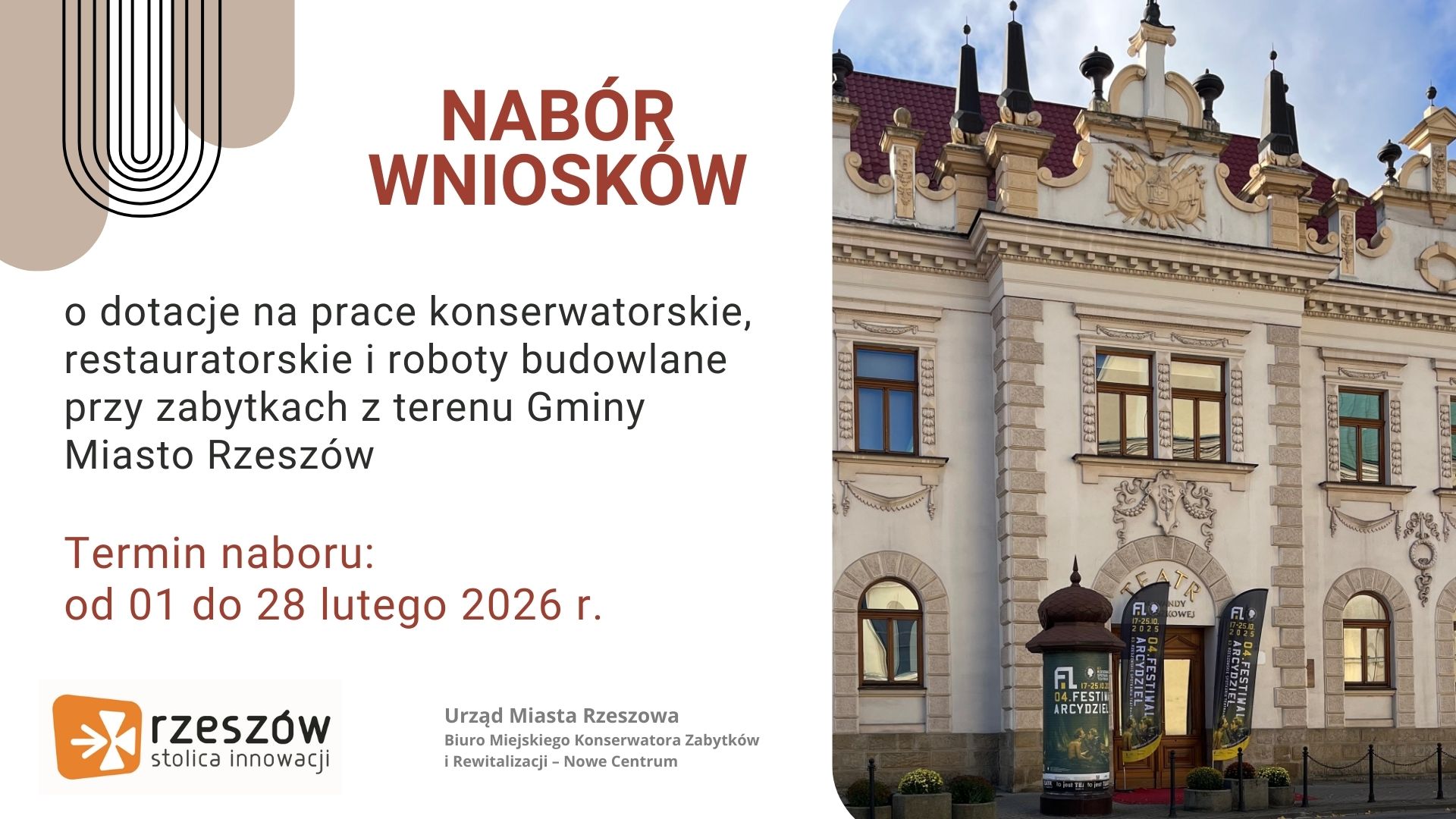 Zdjecie do artykułu Nabór wniosków na dotacje z budżetu Miasta Rzeszowa na prace konserwatorskie