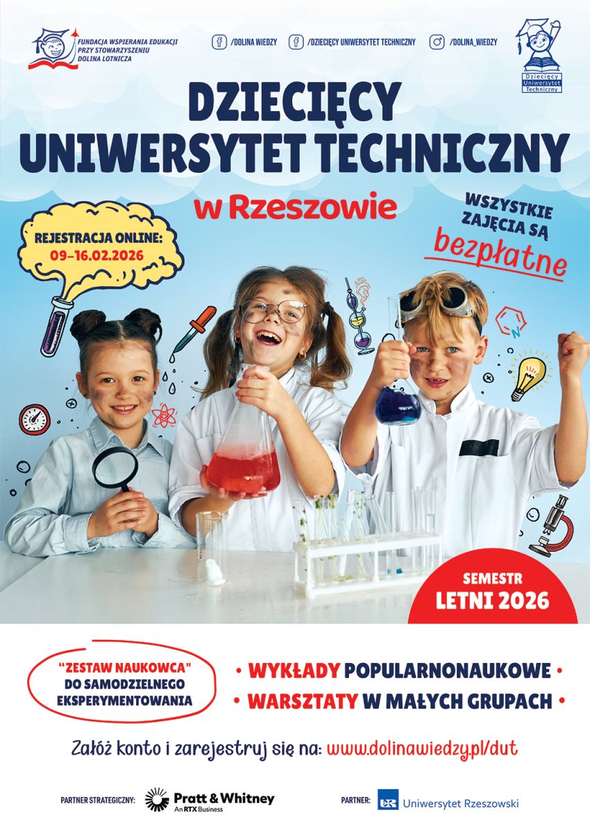Zdjecie do artykułu Rekrutacja na semestr letni Dziecięcego Uniwersytetu Technicznego w Rzeszowie