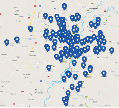 Mapa dot. Rzeszowskiego Budżetu Obywatelskiego