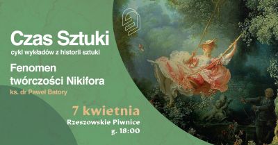 Grafika promująca wykład z cyklu Czas sztuki