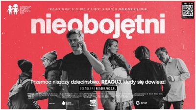Grafika promująca serial społeczny o reagowaniu na przemoc "Nieobojętni"