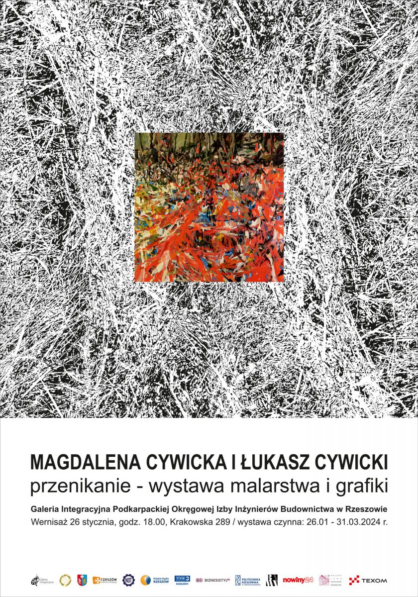 Plakat promujący wernisaż Przenikanie