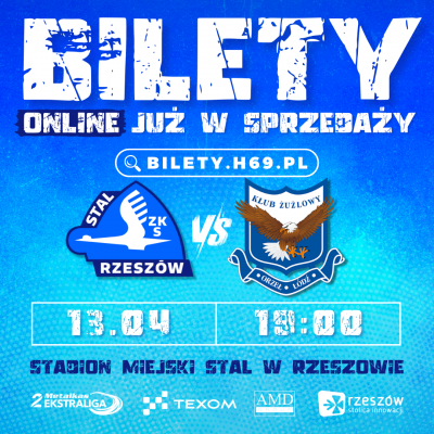 Plakat promujący zakup bilet&oacute;w online na mecz domowy