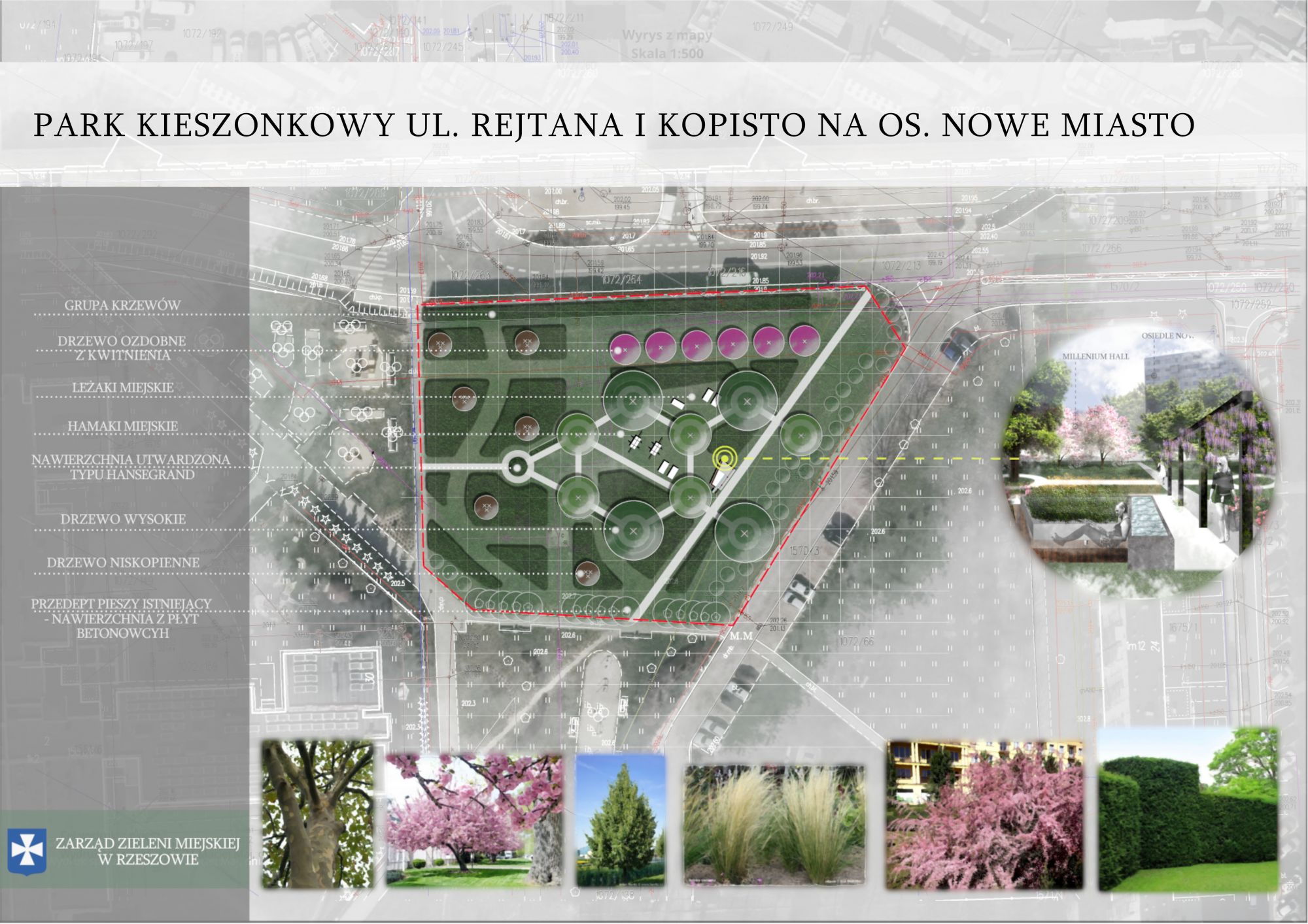 projekt parku kieszonkowego ul. Rejtana i Kopisto na osiedlu Nowe Miasto