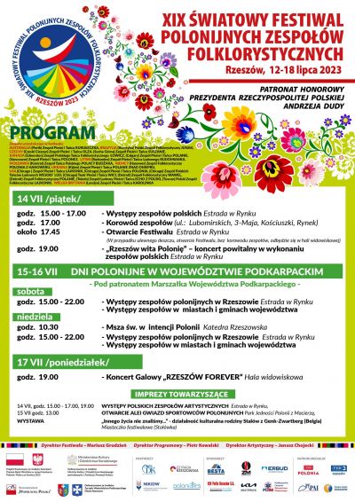 XIX Światowy Festiwal Polonijnych Zespoł&oacute;w Folklorystycznych - Program
