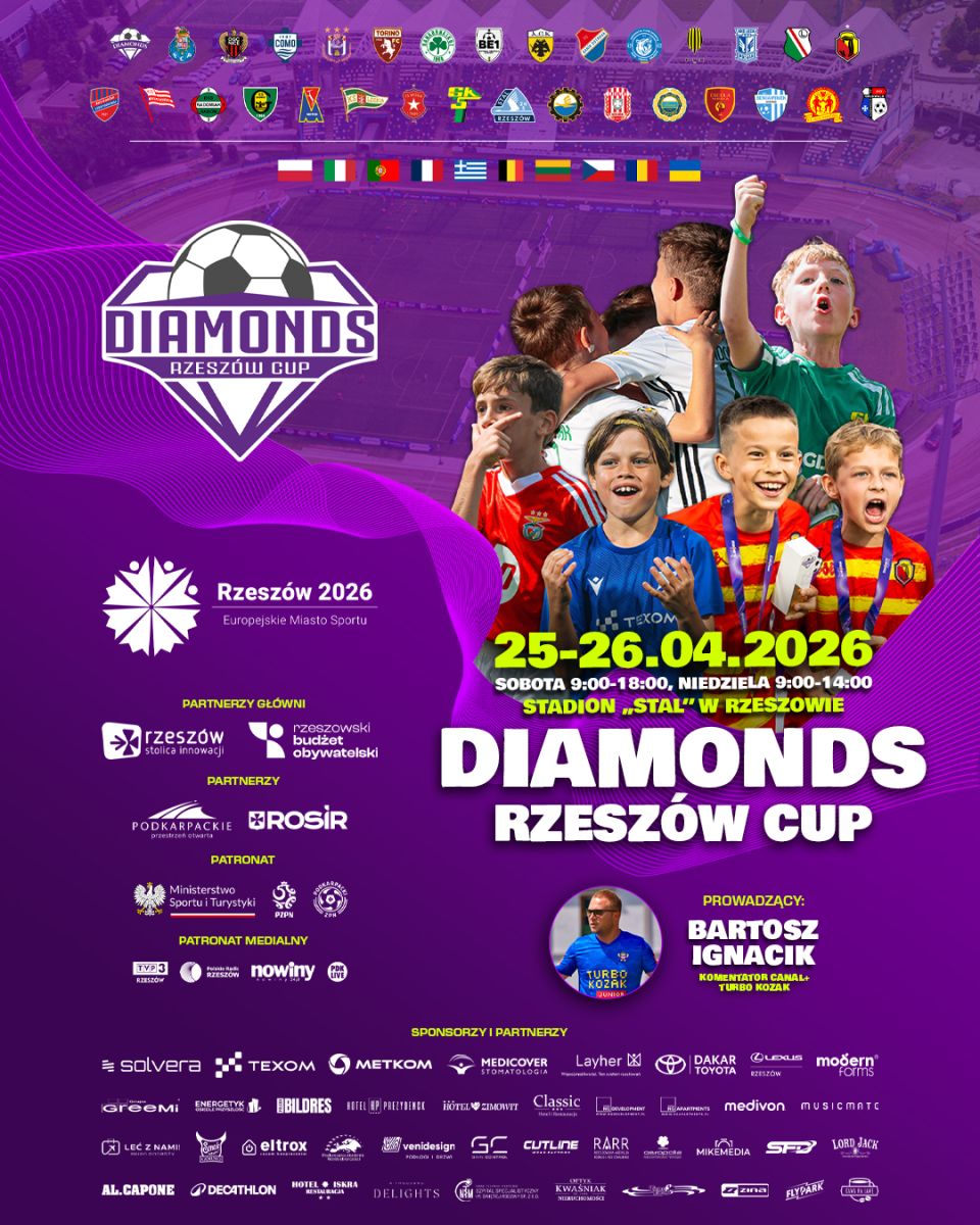 plakat promujący Międzynarodowy turniej Diamonds Rzesz&oacute;w Cup 2026