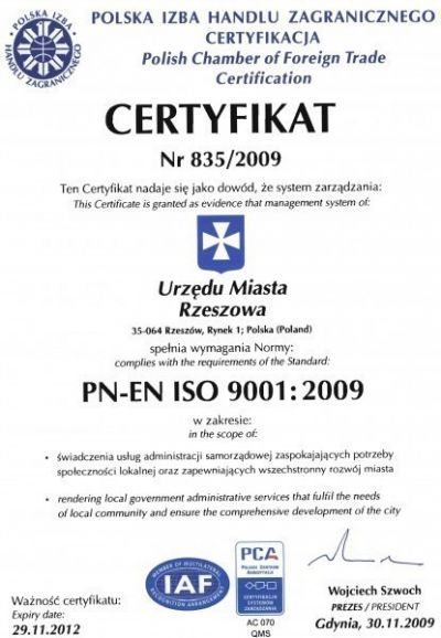 Certyfikat Jakości