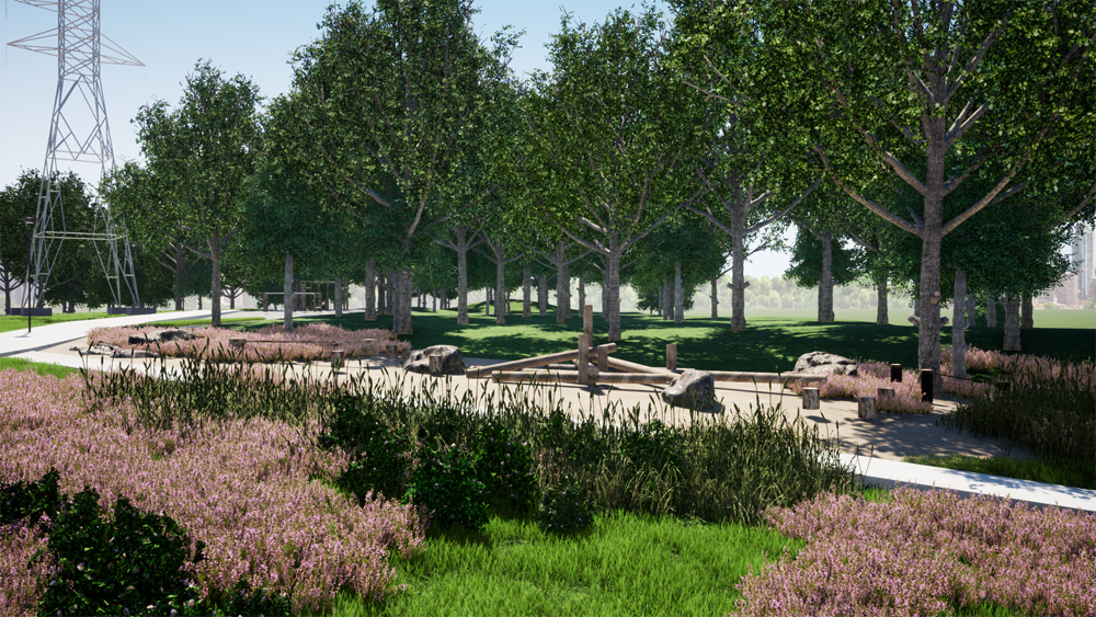 Wizualizacja parku miejskiego w rejonie SP Nr 18