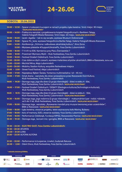 Plan wydarzeń ESK 2022 - sobota