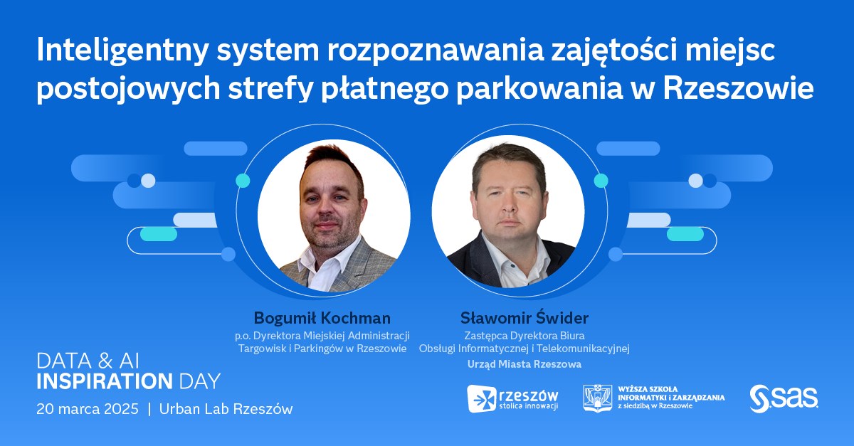 grafika promująca prelegent&oacute;w wydarzenia reprezentująch Urząd Miasta Rzeszowa Pana Sławomira Świdra oraz Pana Bogumiła Kochmana