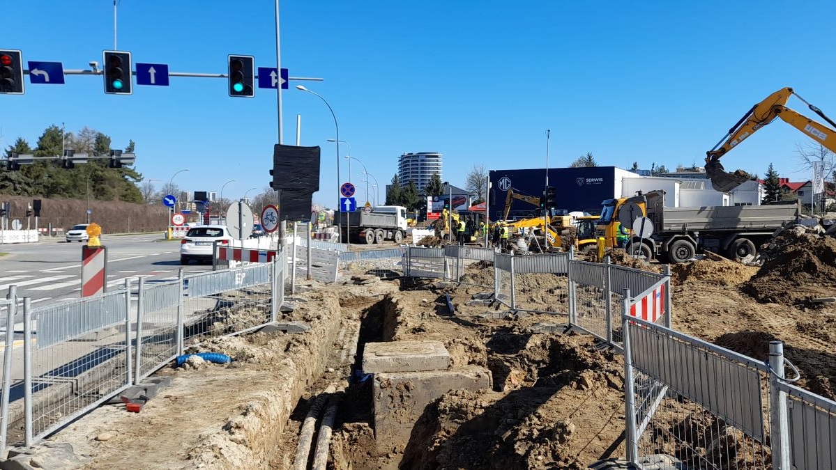 zdjęcie z budowy połączenia al. Krzyżanowskiego z ul. Wieniawskiego w Rzeszowie, fot. Miejski Zarząd Dr&oacute;g w Rzeszowie