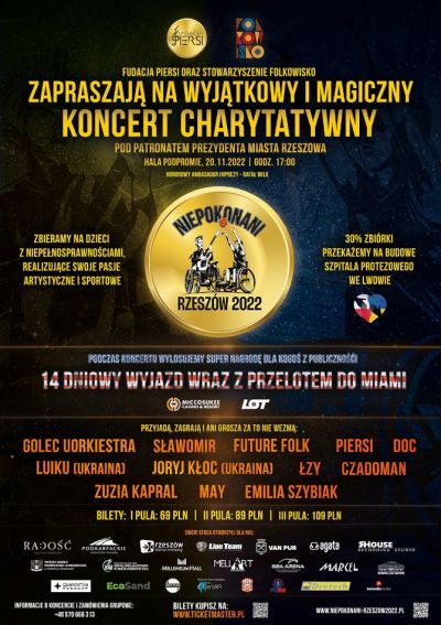 Plakat promujący koncert pn. NIEPOKONANI RZESZ&Oacute;W 2022