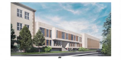 Wizualizacja planowanej inwestycji - rozbudowa Szkoły Podstawowej nr 13 na Staromieściu  | ARP Manecki