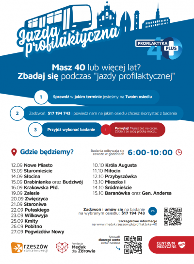 Harmonogram - bezpłatnych badań profilaktycznych na osiedlach Rzeszowa