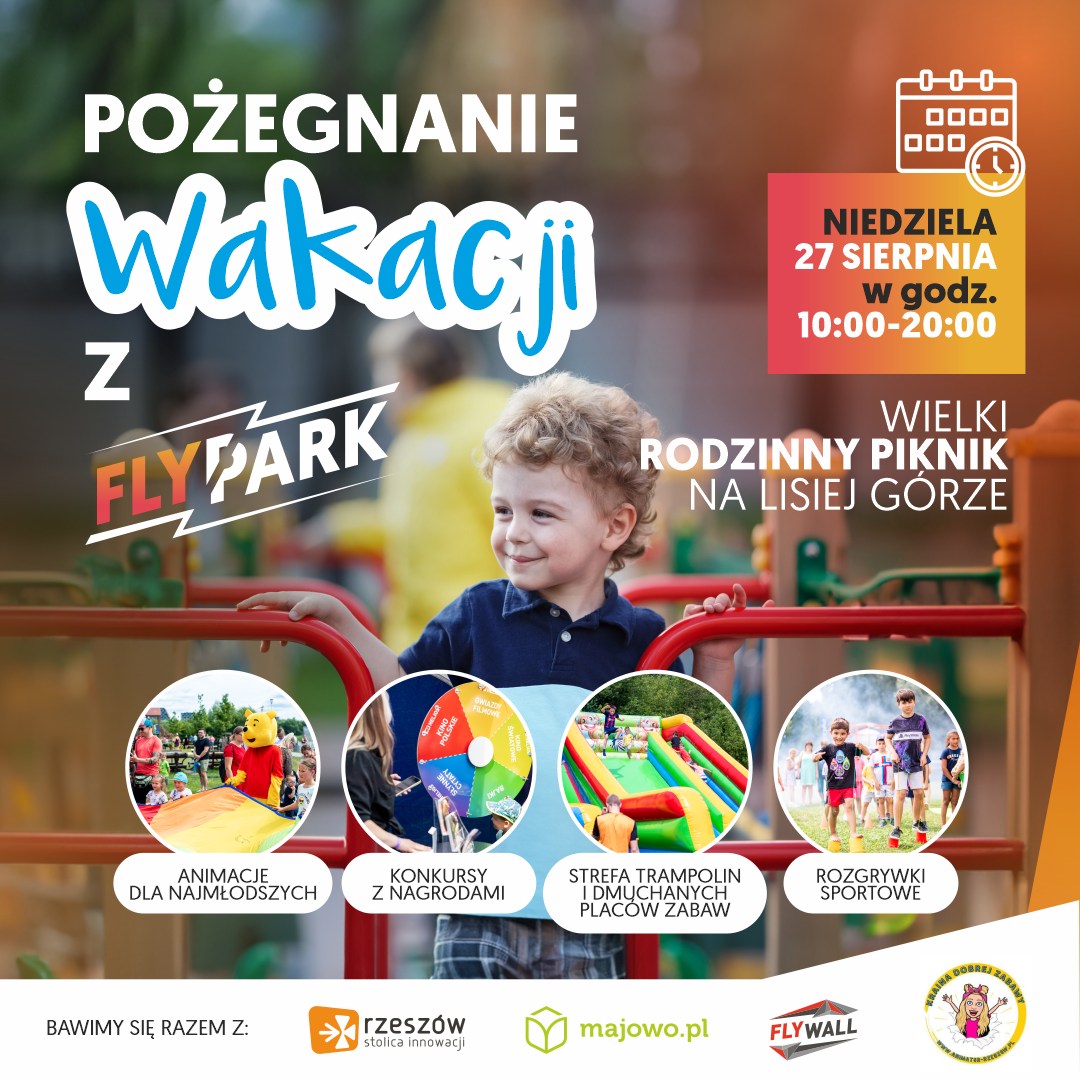 Plakat promujący PIKNIK RODZINNY NA LISIEJ G&Oacute;RZE | FlyPark Rzesz&oacute;w