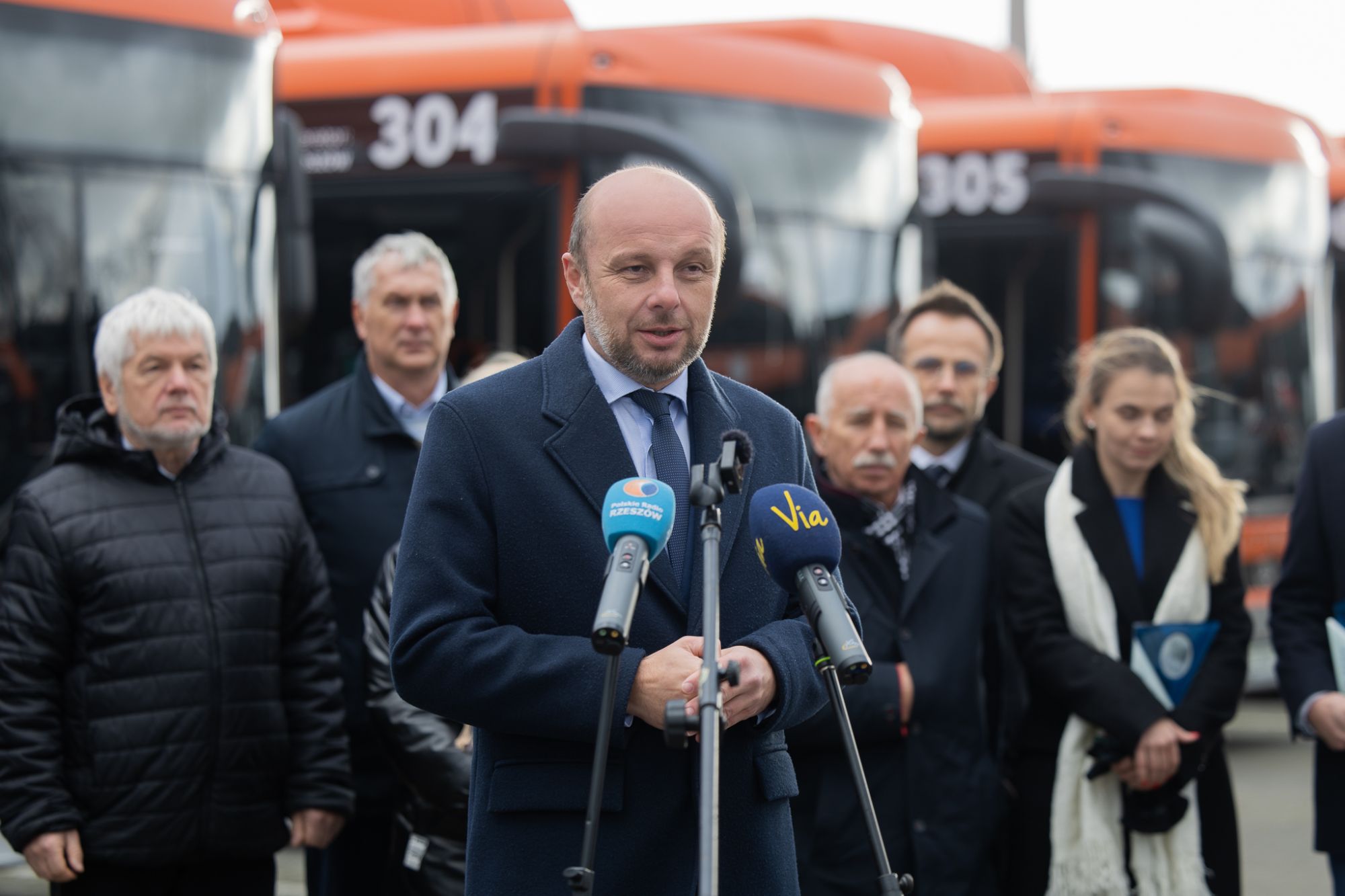 Konferencja prasowa na terenie zajezdni MPK, fot. Grzegorz Bukała / Urząd Miasta Rzeszowa