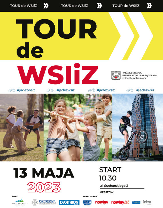 Plakat promujący Rajd rowerowy Tour de WSIiZ