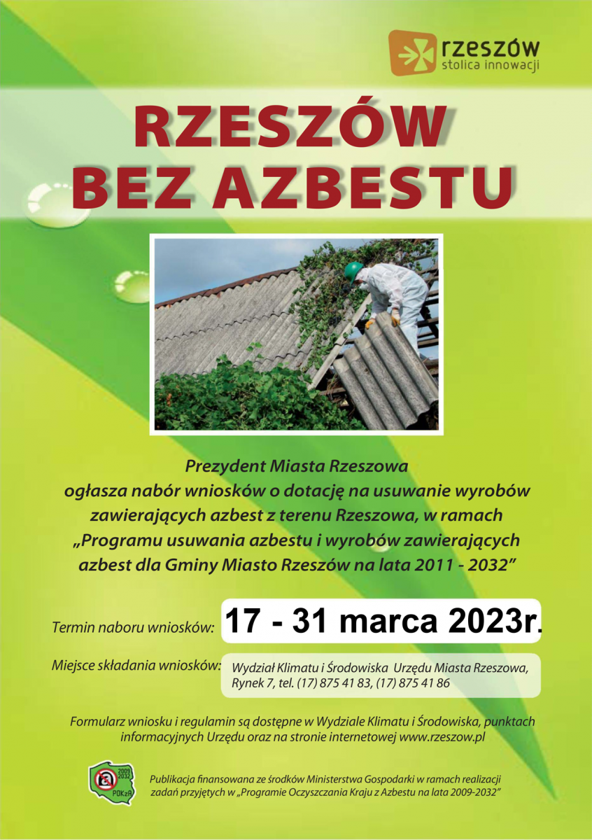 plakat informacyjny - Rzesz&oacute;w bez azbestu