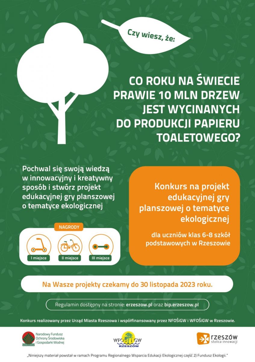 Grafika promująca konkurs na opracowanie projektu gry o tematyce ekologicznej